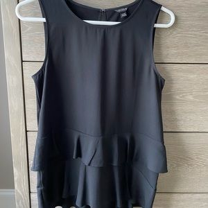 Ann Taylor black ruffle peplum tank top size XXS